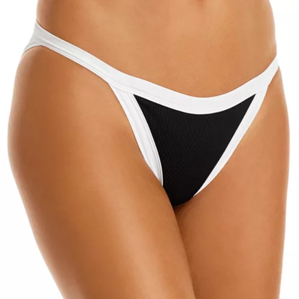 NWT Lspace Vacay Classic Bikini Bottoms White Bikini Bottom Black Inner Panel